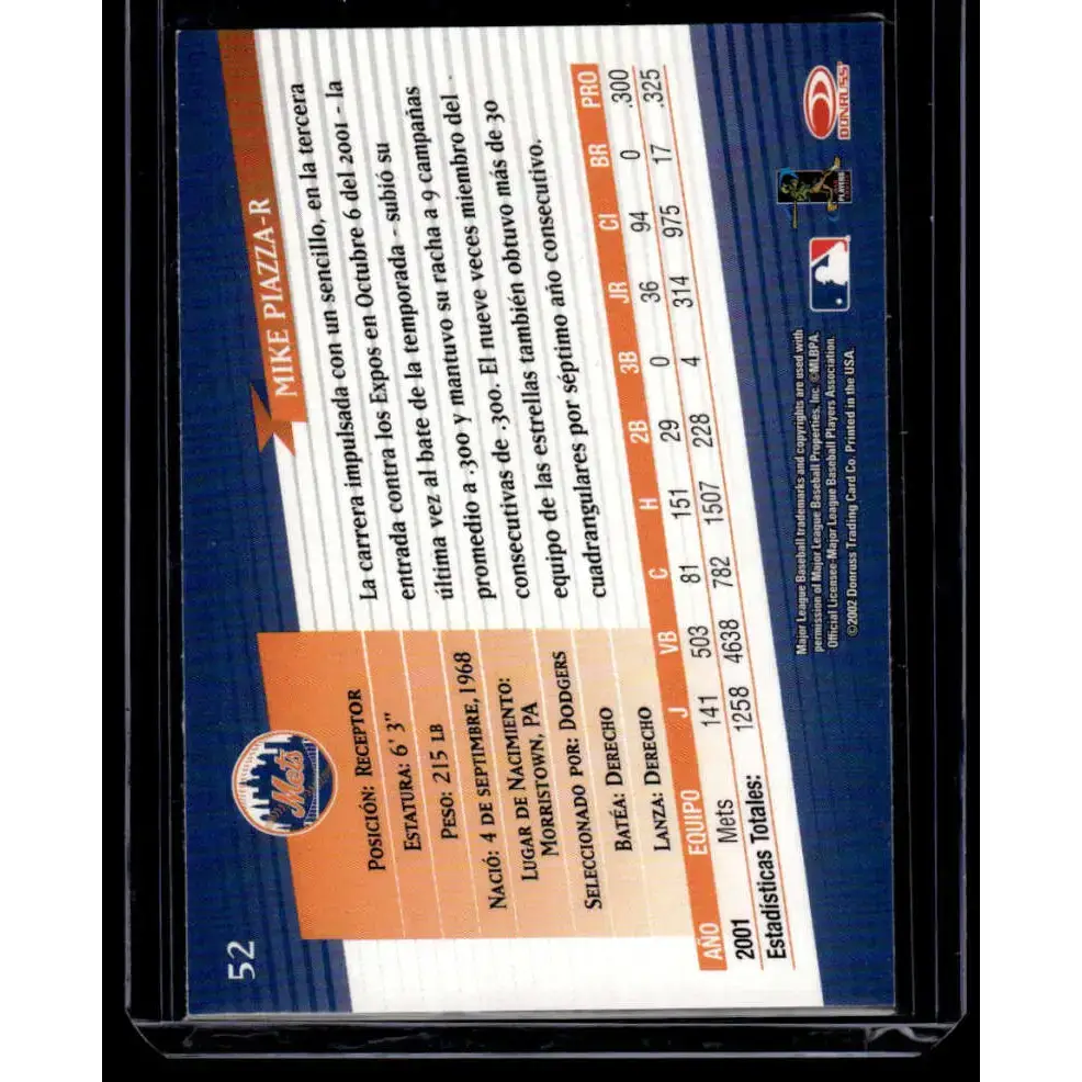 2002 Donruss Super Estrellas #52 Mike Piazza EX/NM New York Mets Baseball Card - Baseball Card Single