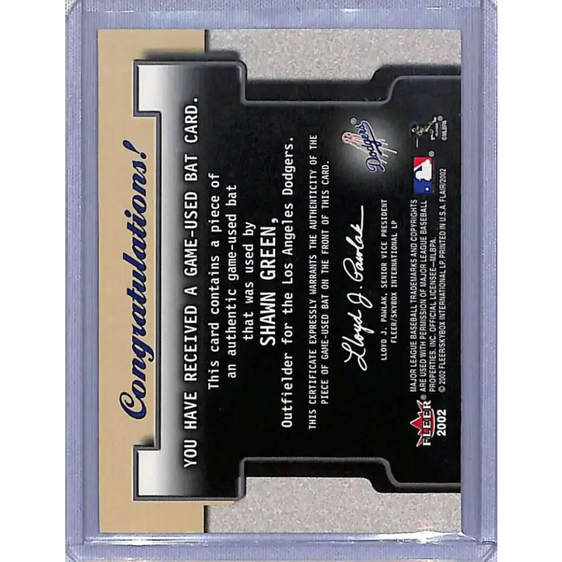2002 Flair #NNO Shawn Green Power Tools Bats NM-MT Baseball Card - Baseball Card Single