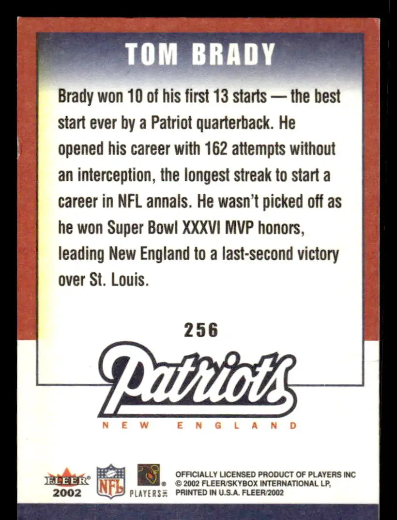 2002 Fleer #256 Tom Brady Building Blocks - Football Card Single