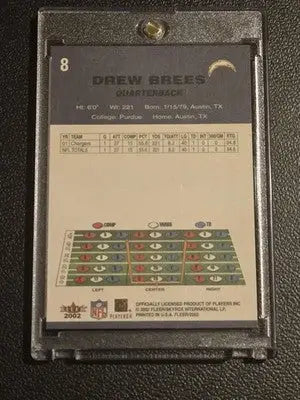 2002 Fleer #8 Drew Brees - Football Card Single