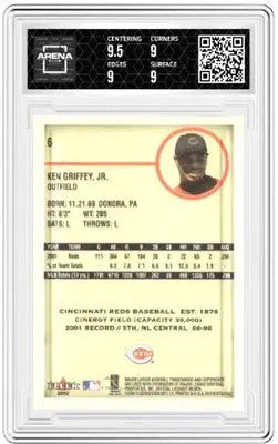Graded Fleer Authentix Ken Griffey Jr baseball trading card in product 2002 Fleer Authentix