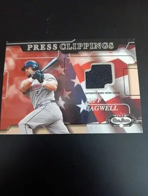 2002 Fleer Box Score - Press Clippings. Jeff Bagwell jersey relic. Astros. NRMT - Baseball Card Single