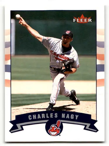 2002 Fleer Gold Backs Charles Nagy baseball card featuring Indians ID 61377