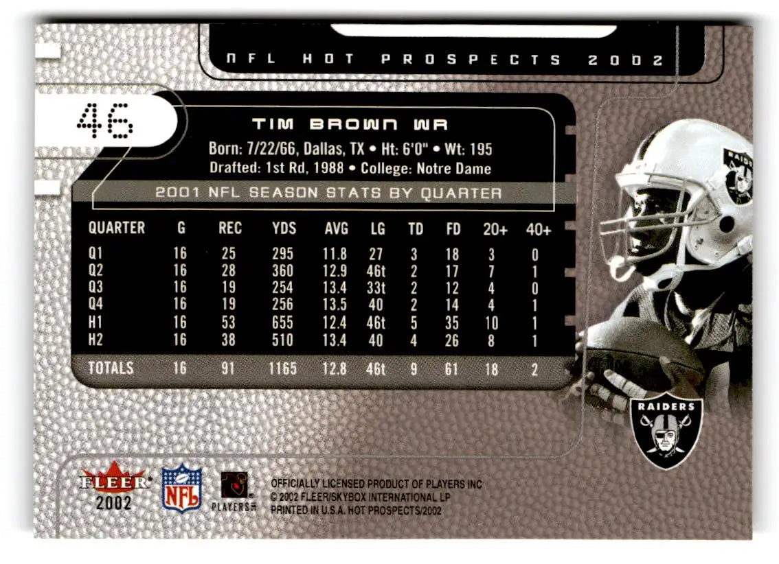 2002 Fleer Hot Prospects #46 Tim Brown - Football Card Single