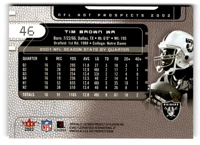 2002 Fleer Hot Prospects #46 Tim Brown - Football Card Single