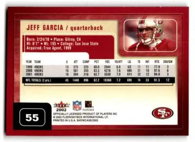 2002 Fleer Showcase #55 Jeff Garcia - Football Card Single