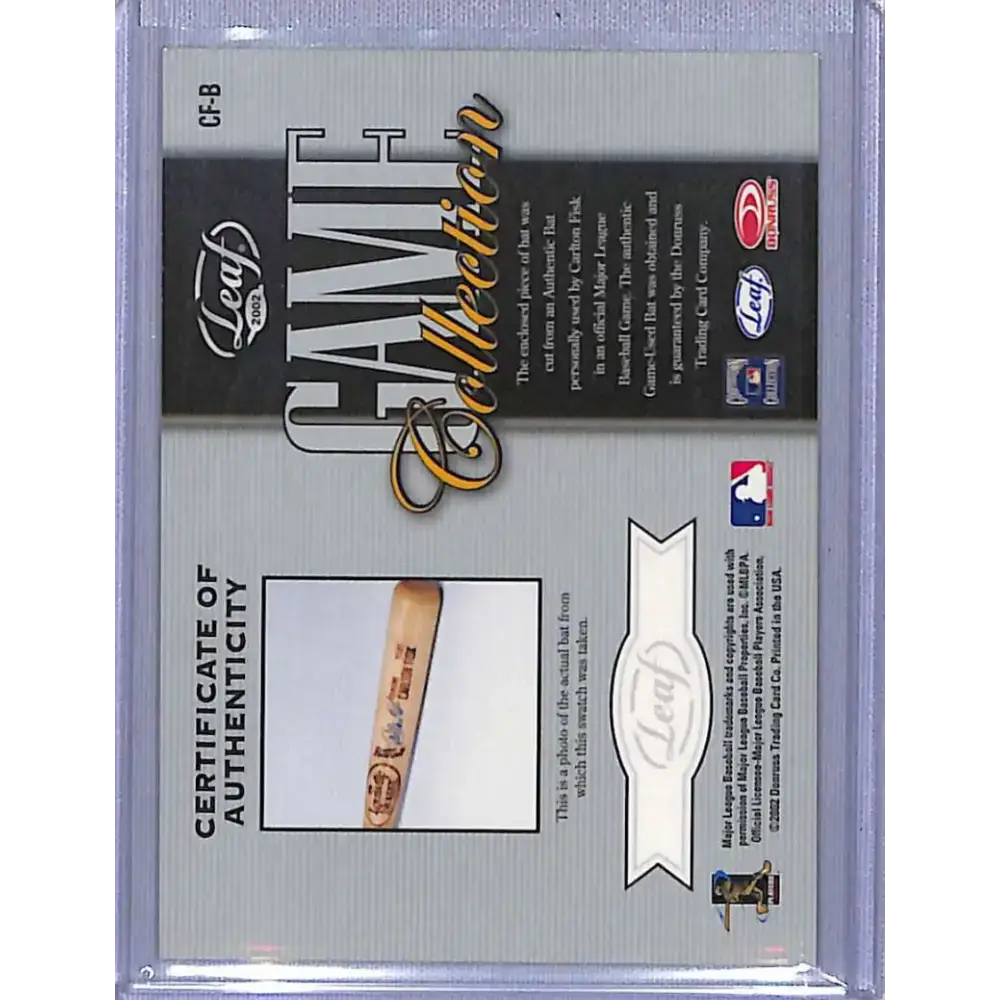 2002 Leaf #CF-B Carlton Fisk Game Collection NM-MT Baseball Card - Baseball Card Single