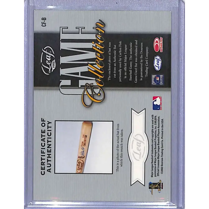 2002 Leaf #CF-B Carlton Fisk Game Collection NM-MT Baseball Card - Baseball Card Single