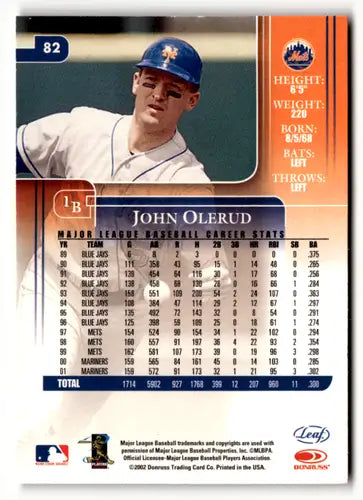2002 Leaf Rookies and Stars #82c John Olerud NM Near Mint Mets ID:49043 - Baseball Card Single