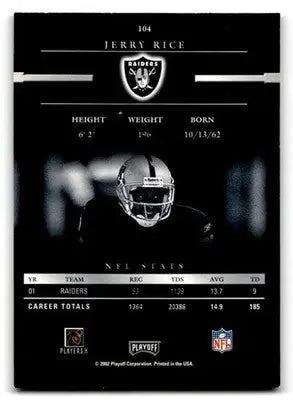 2002 Playoff Football Prestige Jerry Rice #104 Oakland Raiders - Football Card Single