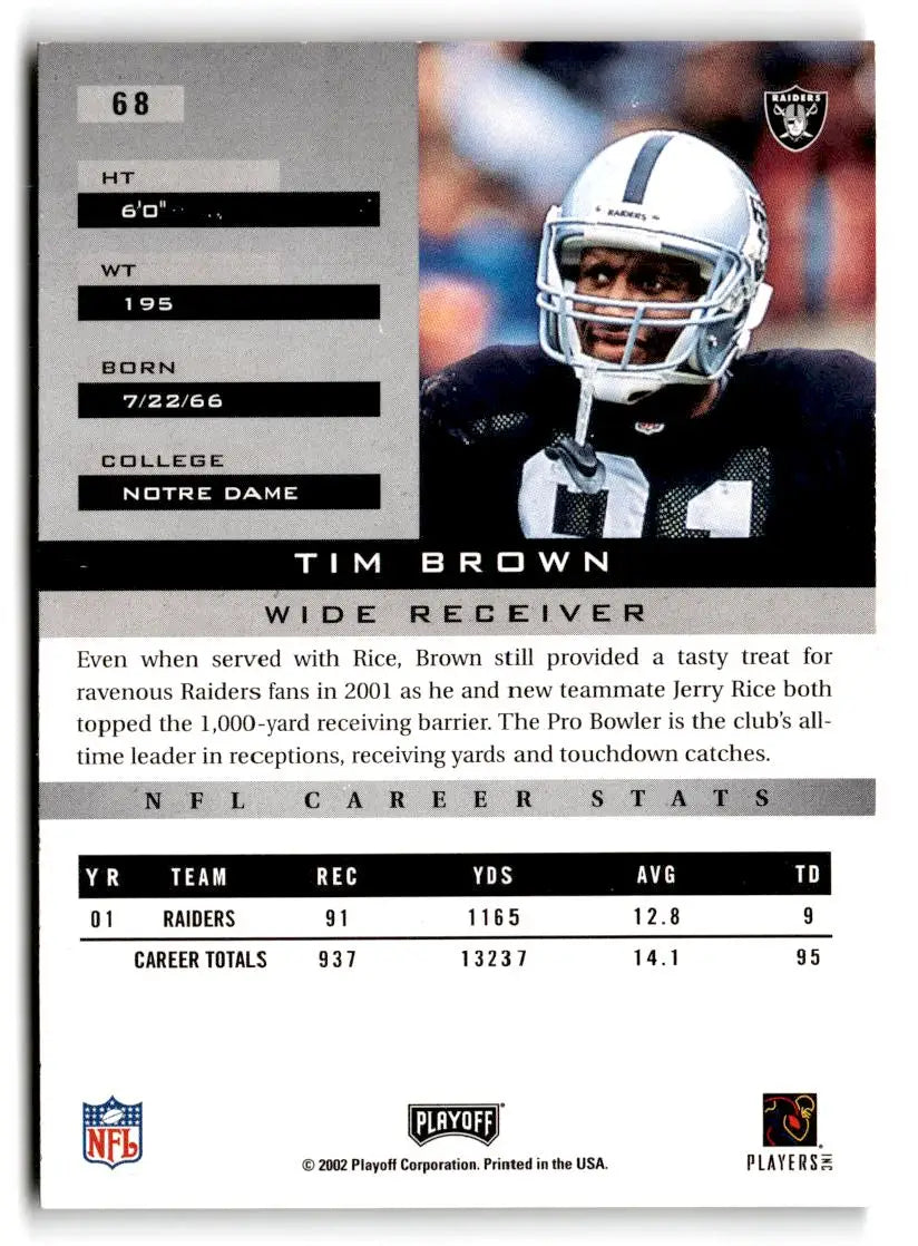 2002 Playoff Honors #68 Tim Brown - Football Card Single