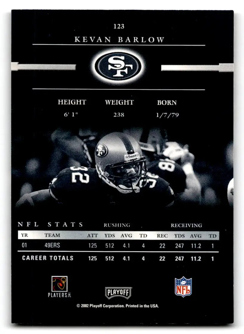 2002 Playoff Prestige #123 Kevan Barlow - Football Card Single