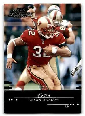 Football player in action, showcasing Kevan Barlow from Playoff Prestige trading cards