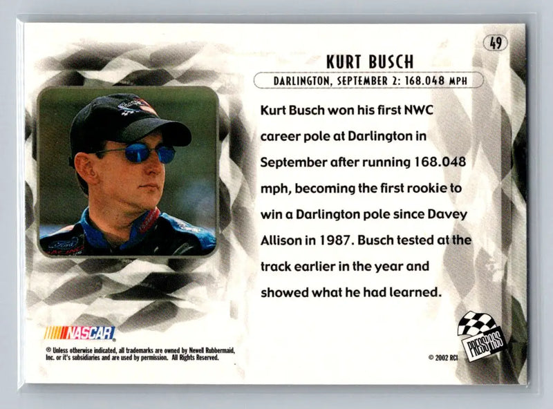 2002 Press Pass Eclipse #49 Kurt Busch Roush Racing - Racing Card Single
