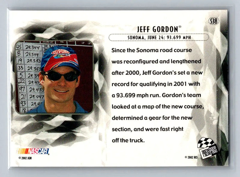2002 Press Pass Eclipse #S38 Jeff Gordon Solar Eclipse Hendrick Motorsports - Racing Card Single
