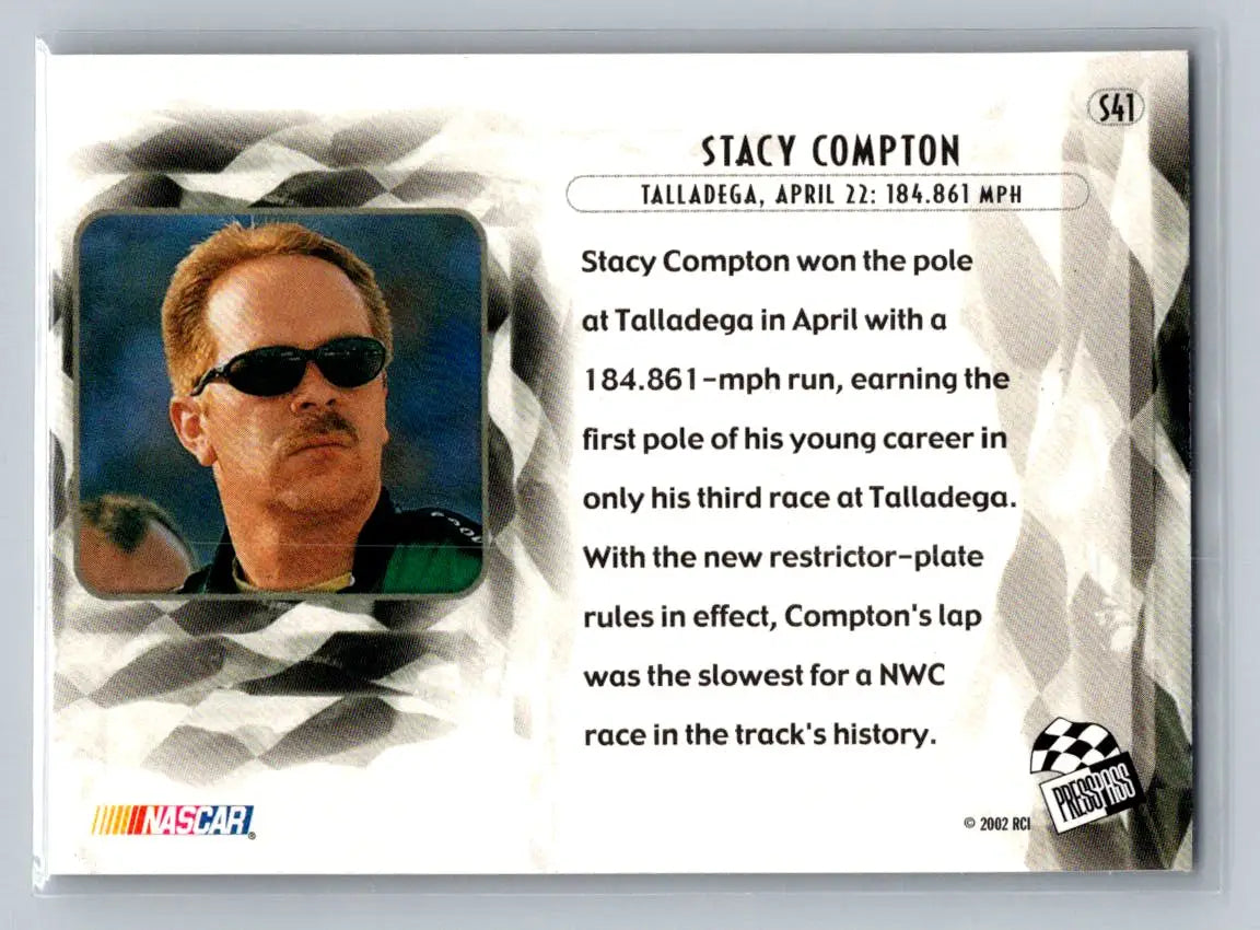 2002 Press Pass Eclipse #S41 Stacy Compton Solar Eclipse Melling Racing - Racing Card Single