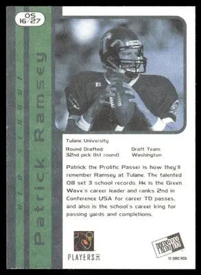 2002 Press Pass JE Patrick Ramsey 16/27 Football - Football Card Single