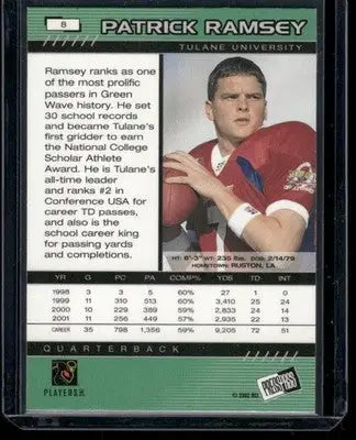 2002 Press Pass Patrick Ramsey #8 Football - Football Card Single
