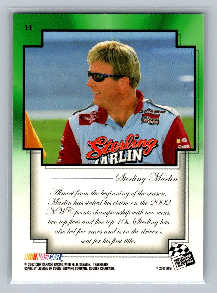 2002 Press Pass VIP #14 Sterling Marlin Chip Ganassi Racing with Felix Sabates - Racing Card Single