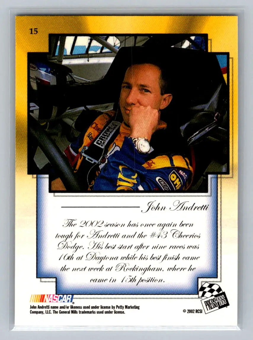 2002 Press Pass VIP #15 John Andretti Petty Enterprises - Racing Card Single