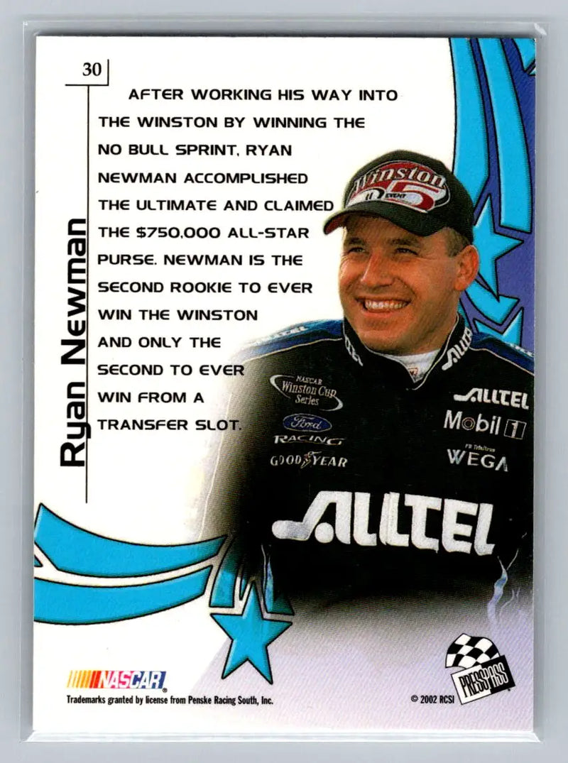 2002 Press Pass VIP #30 Ryan Newman Penske Racing South - Racing Card Single