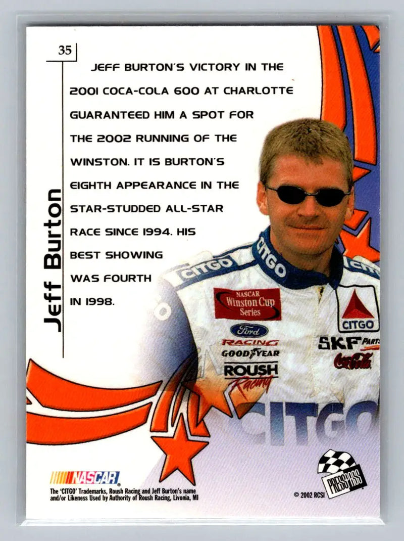 2002 Press Pass VIP #35 Jeff Burton Roush Racing - Racing Card Single