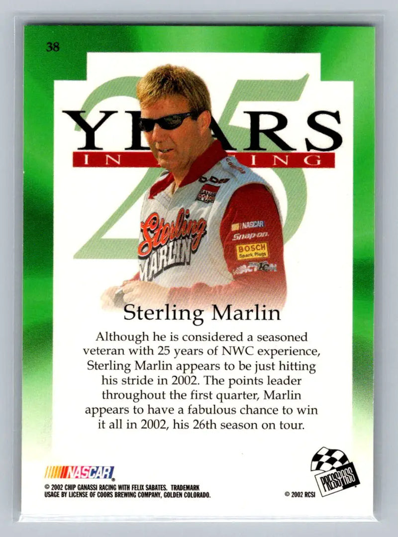 2002 Press Pass VIP #38 Sterling Marlin Chip Ganassi Racing with Felix Sabates - Racing Card Single