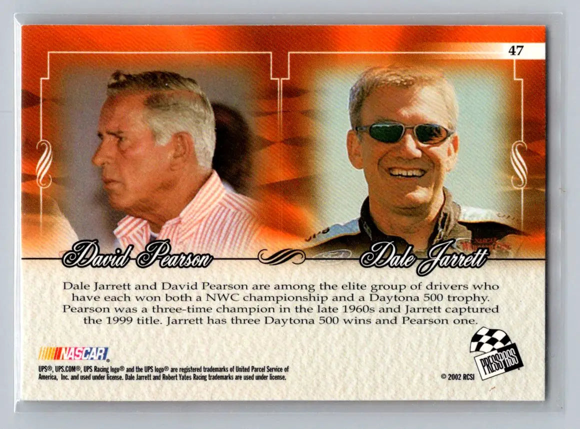 2002 Press Pass VIP #47 David Pearson Wood Brothers Racing - Racing Card Single