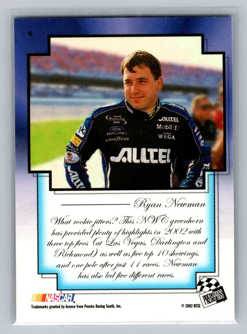 2002 Press Pass VIP #6 Ryan Newman Beckett Samples Penske Racing South - Racing Card Single