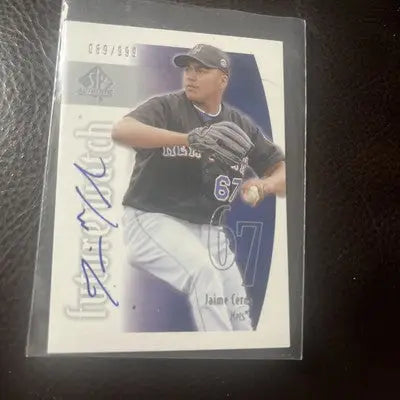 Autographed baseball trading card featuring Jaime Cerda from 2002 SP Authentic Future Watch series