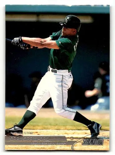 Original gloss baseball card of Carl Crawford Tampa Bay with Tampa baseball team image
