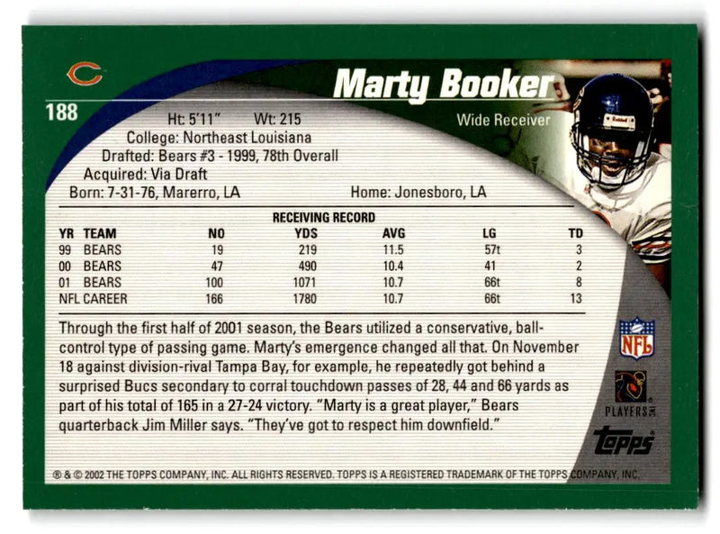 2002 Topps #188 Marty Booker - Football Card Single