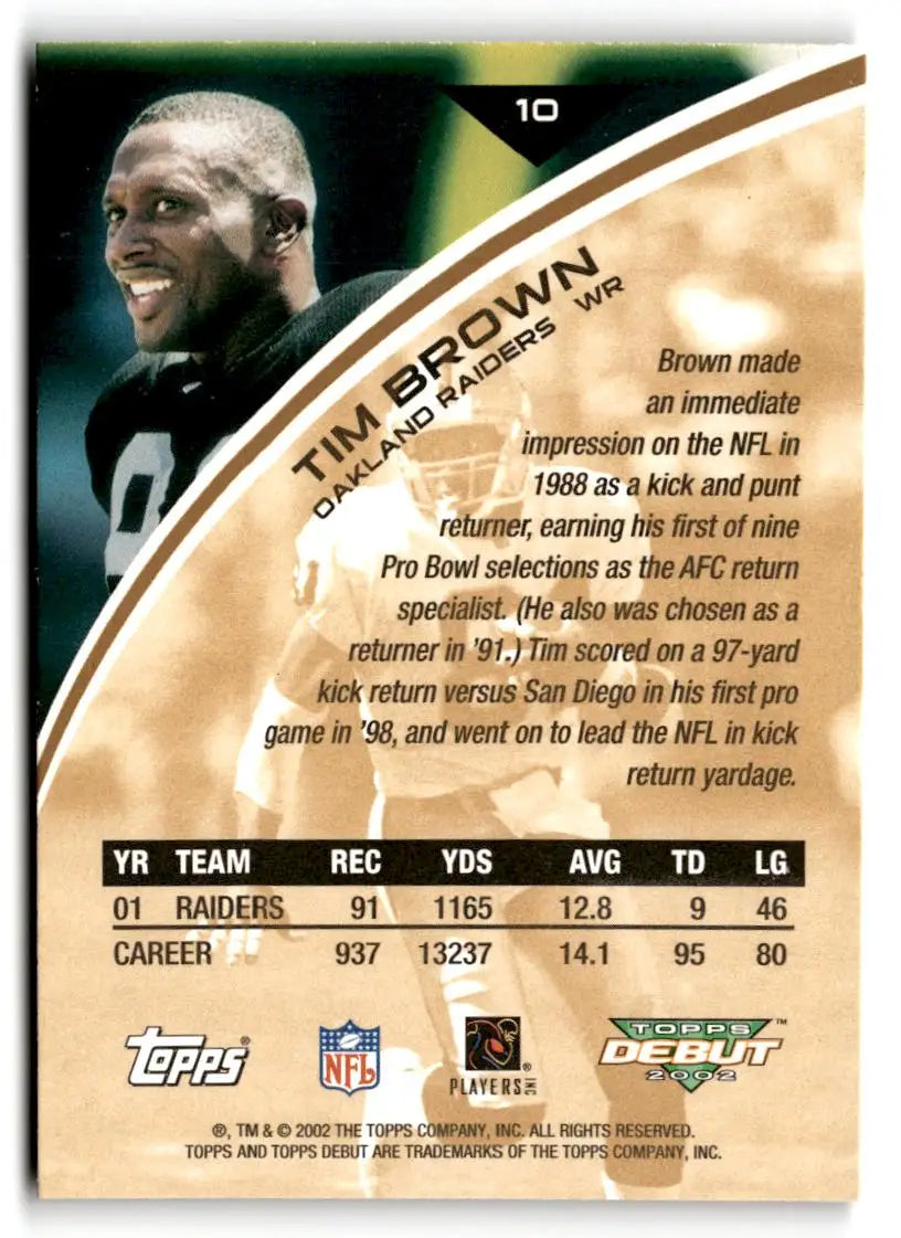 2002 Topps Debut #10 Tim Brown - Football Card Single
