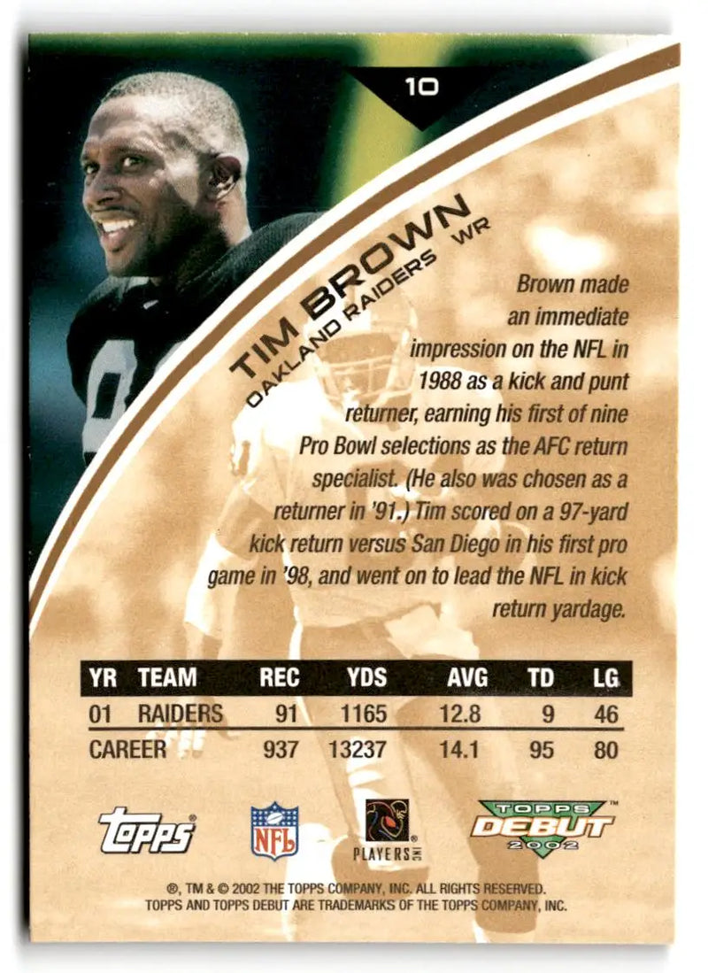 2002 Topps Debut #10 Tim Brown - Football Card Single