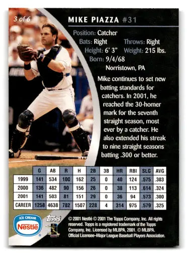 Original gloss of Mike Piazza baseball card from 2002 Topps Nestle Mets collection
