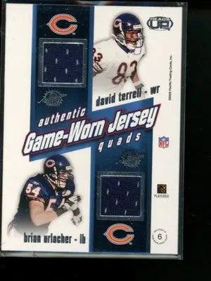 2002 Upper Deck Heads Up Terrell Booker Urlacher Miller #6 Game-Worn Jersey - Sports Memorabilia