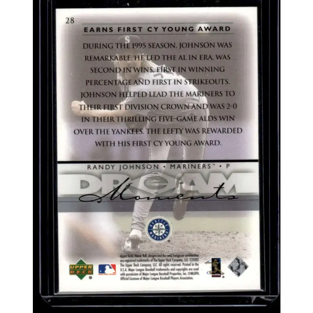 2002 Upper Deck Honor Roll #28 Randy Johnson EX/NM Seattle Mariners Baseball Card - Baseball Card Single