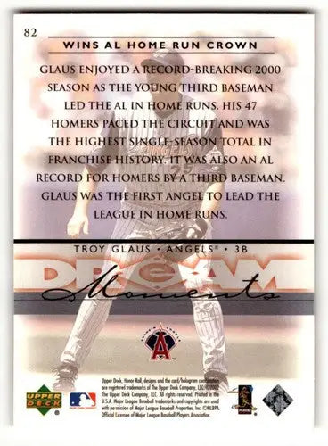 Troy Glaus baseball card from 2002 Upper Deck Honor Roll Anaheim Angels collection