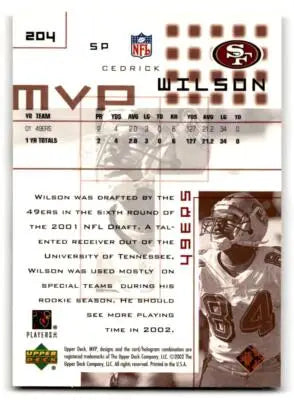 2002 Upper Deck MVP #204 Cedrick Wilson - Football Card Single