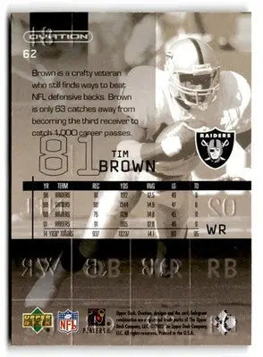 2002 Upper Deck Ovation #62 Tim Brown - Football Card Single