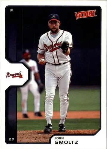 Original gloss baseball card of John Smoltz in Atlanta Braves uniform from Upper Deck Victory