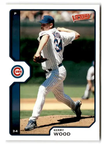 Original gloss 2002 Upper Deck Victory Kerry Wood baseball card Cubs ID 73272