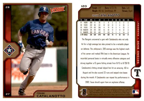 2002 Upper Deck Victory Gold Frank Catalanotto Rangers baseball card NM-MT