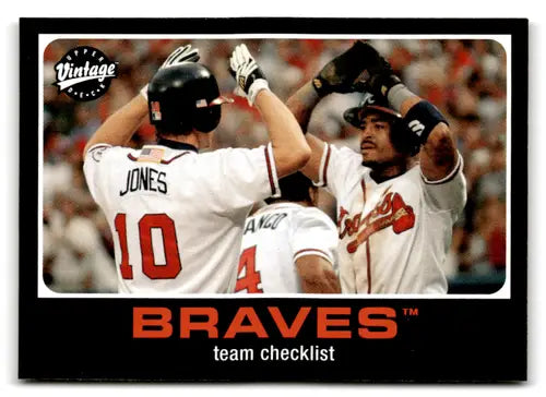 Upper Deck Vintage Braves team checklist baseball card from 2002 Upper Deck Vintage series