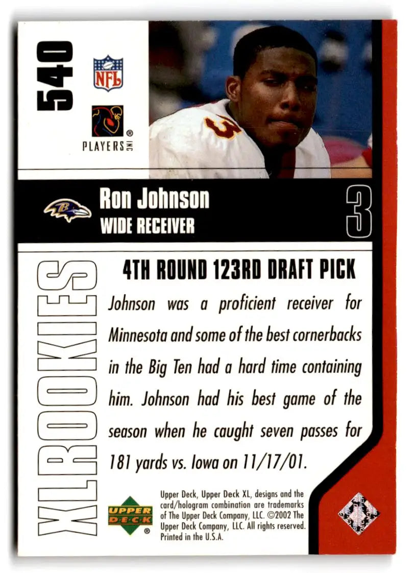 2002 Upper Deck XL #540 Ron Johnson - Football Card Single