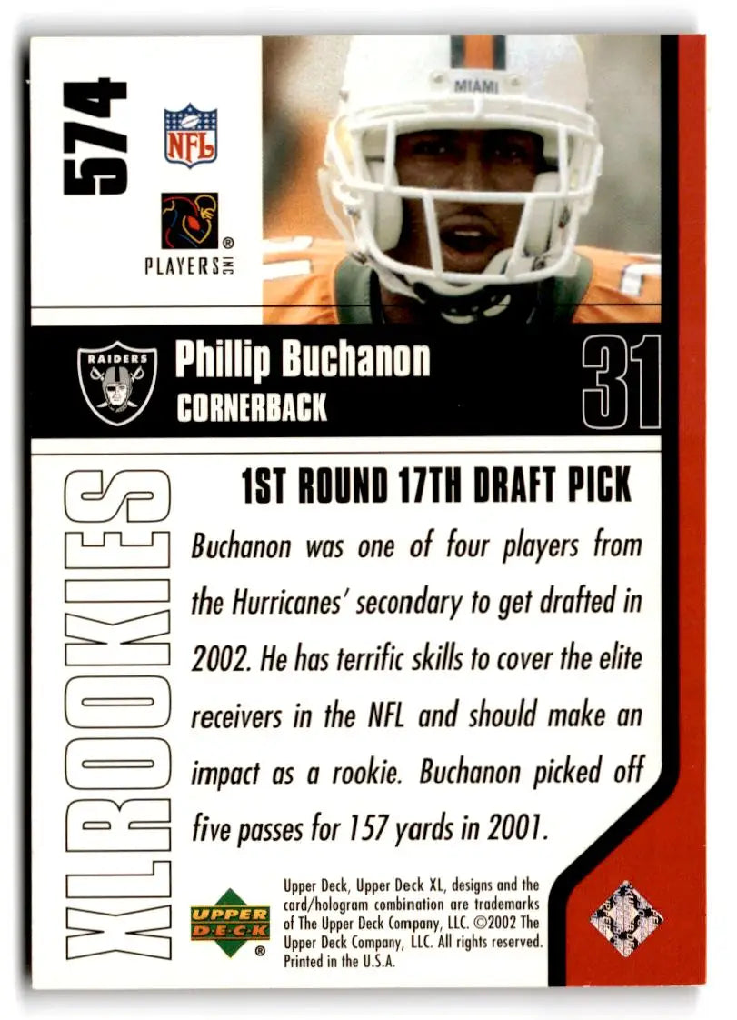 2002 Upper Deck XL #574 Phillip Buchanon - Football Card Single