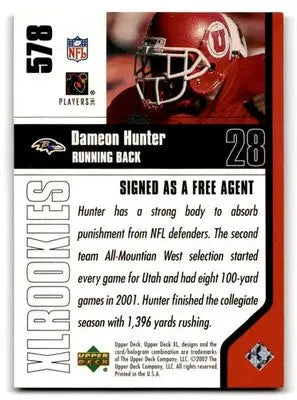 2002 Upper Deck XL #578 Dameon Hunter - Football Card Single