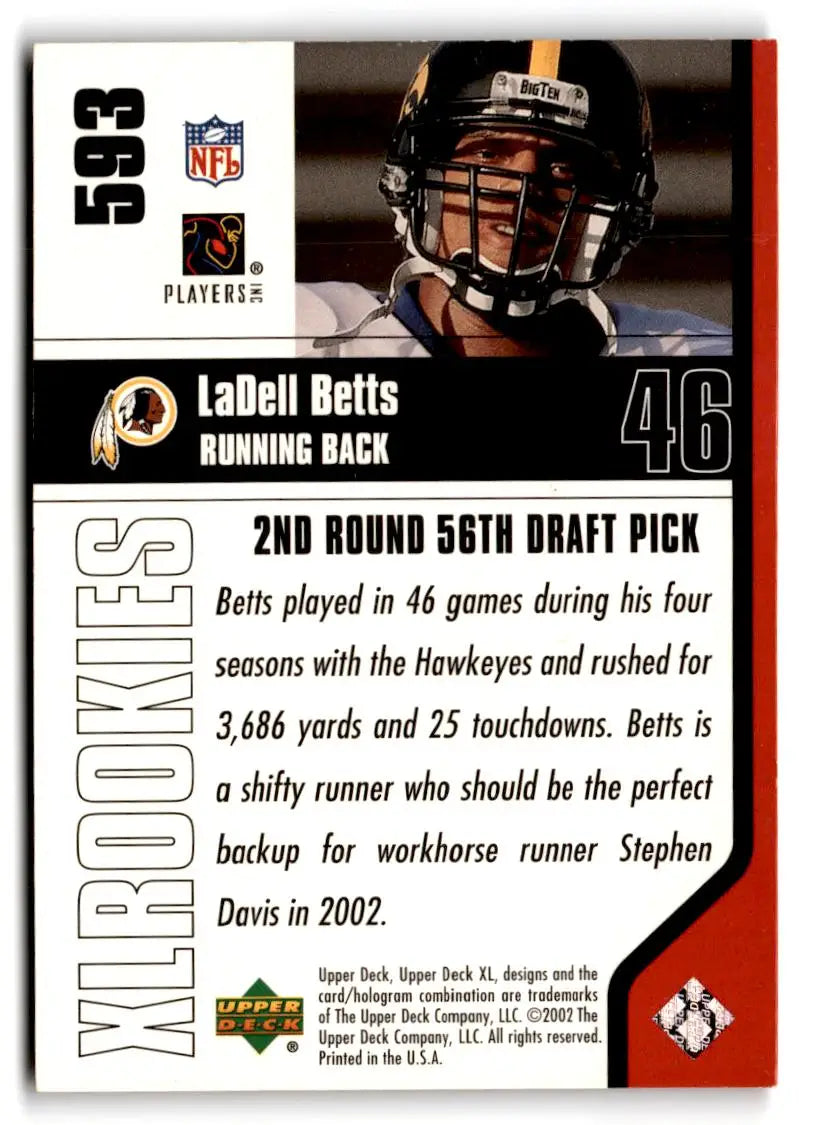 2002 Upper Deck XL #593 LaDell Betts - Football Card Single
