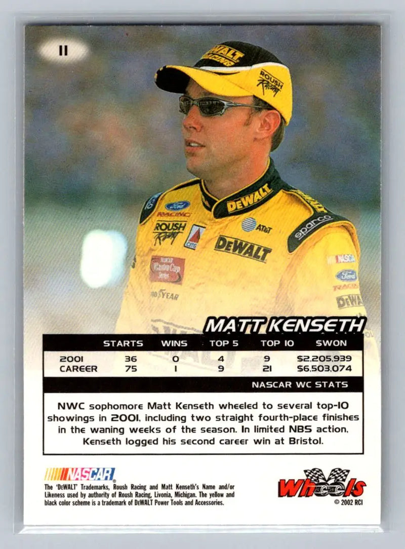2002 Wheels High Gear #11 Matt Kenseth Roush Racing - Racing Card Single