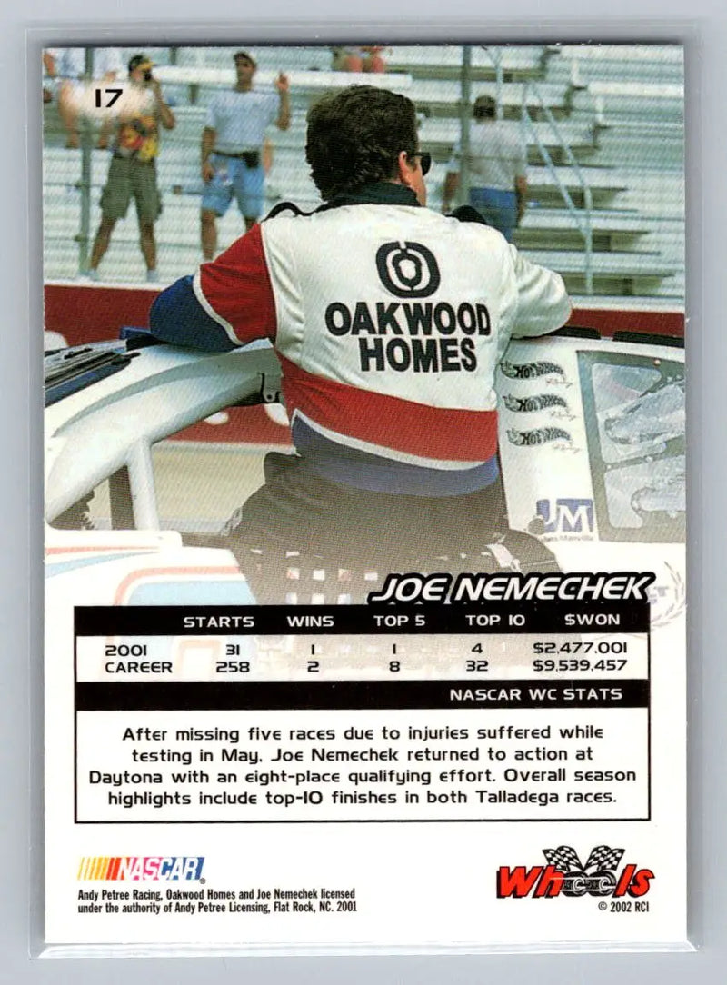 2002 Wheels High Gear #17 Joe Nemechek Andy Petree Racing - Racing Card Single